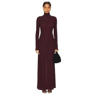 Rag & Bone NY Lilith Burgundy Metallic Knit TNeck Maxi Dress Size M NWT